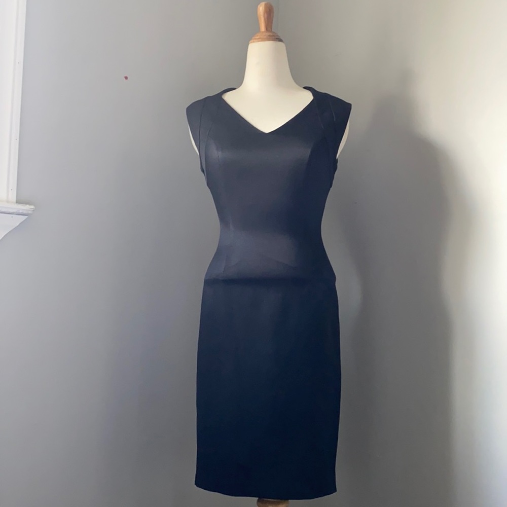 RW&CO Black Satin Midi Dress